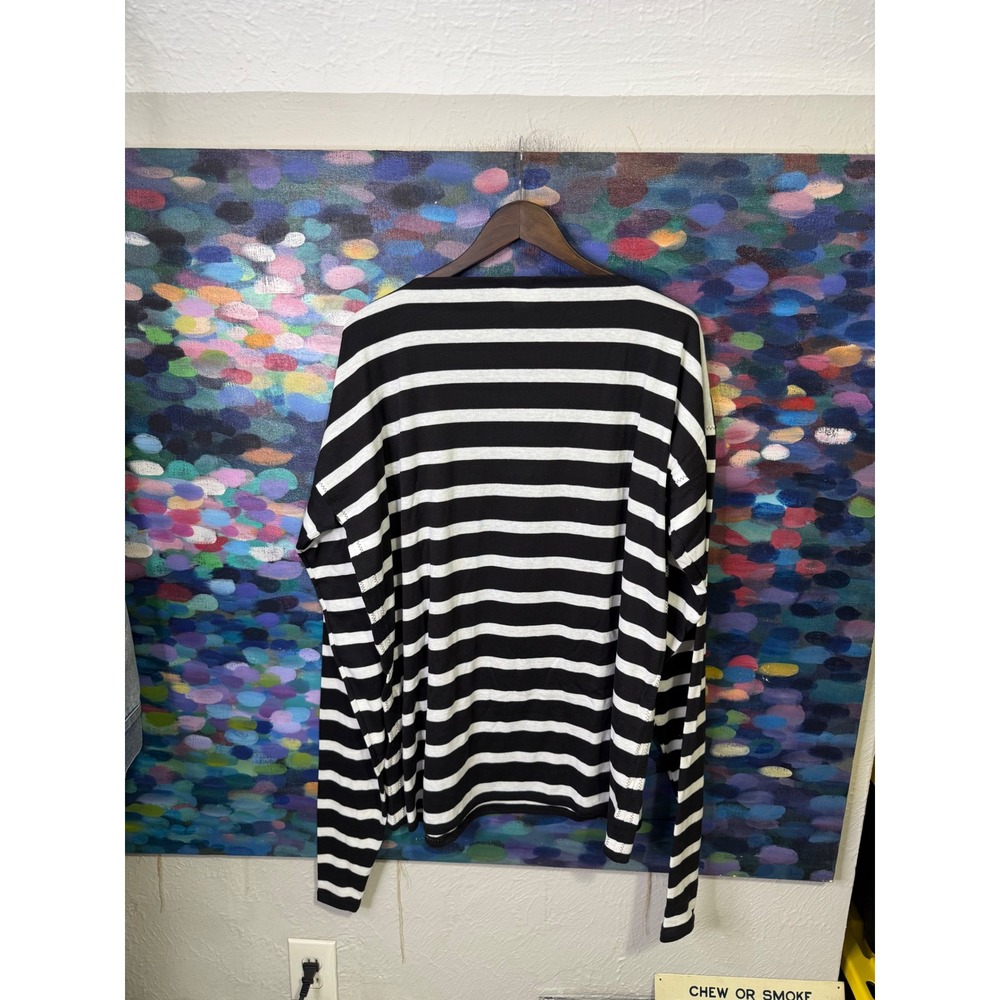Vintage 80s Multiples Sandra Garratt Black White Striped Top Skirt Set - Picture 8 of 9